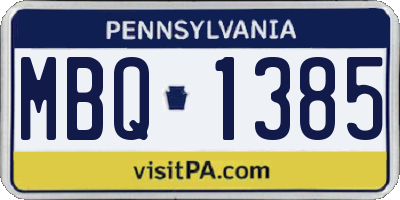 PA license plate MBQ1385