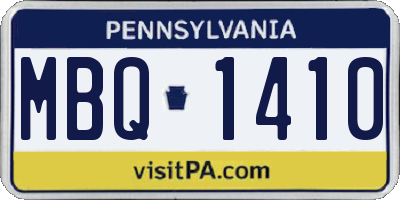 PA license plate MBQ1410