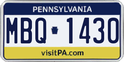 PA license plate MBQ1430