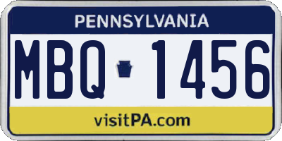 PA license plate MBQ1456