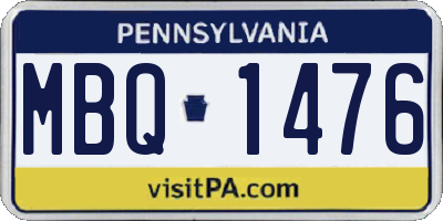 PA license plate MBQ1476