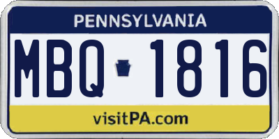 PA license plate MBQ1816