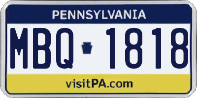 PA license plate MBQ1818