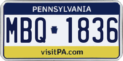 PA license plate MBQ1836