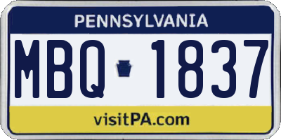 PA license plate MBQ1837