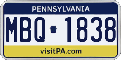 PA license plate MBQ1838