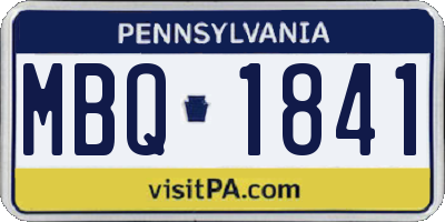 PA license plate MBQ1841
