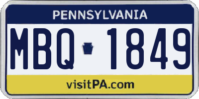 PA license plate MBQ1849