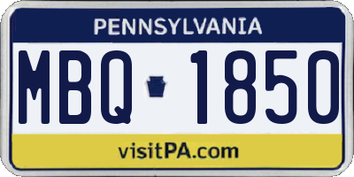 PA license plate MBQ1850