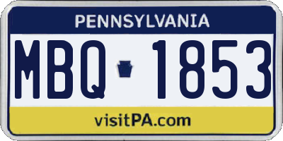 PA license plate MBQ1853