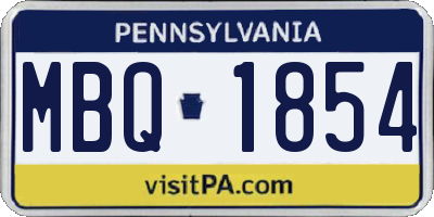 PA license plate MBQ1854