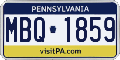 PA license plate MBQ1859
