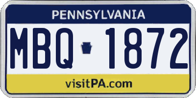PA license plate MBQ1872