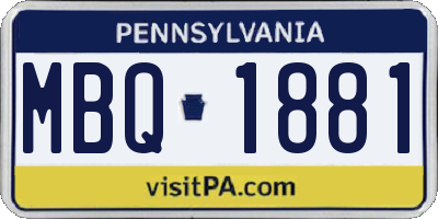 PA license plate MBQ1881
