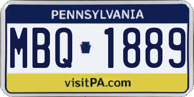 PA license plate MBQ1889