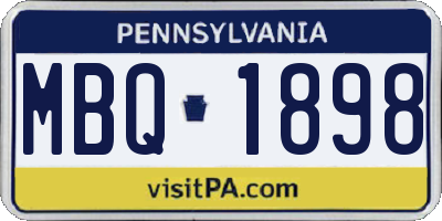 PA license plate MBQ1898