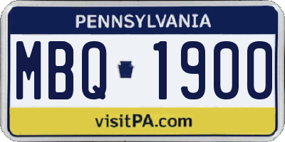 PA license plate MBQ1900