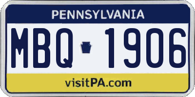 PA license plate MBQ1906