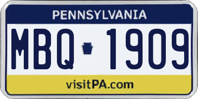 PA license plate MBQ1909
