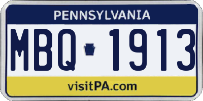 PA license plate MBQ1913