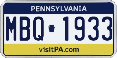 PA license plate MBQ1933