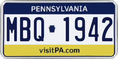 PA license plate MBQ1942