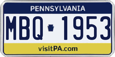 PA license plate MBQ1953