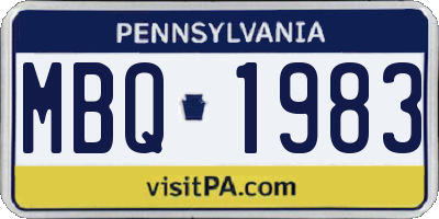 PA license plate MBQ1983