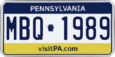 PA license plate MBQ1989