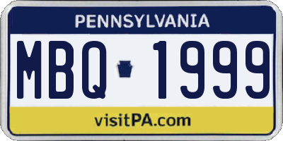PA license plate MBQ1999