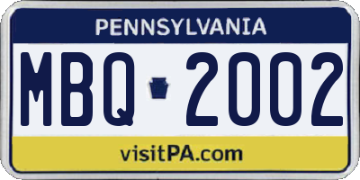 PA license plate MBQ2002