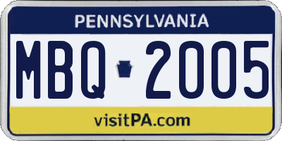 PA license plate MBQ2005