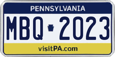 PA license plate MBQ2023