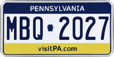 PA license plate MBQ2027