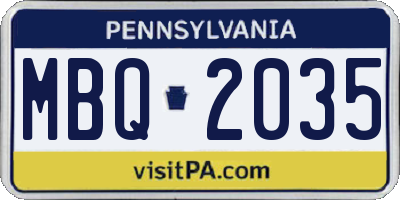 PA license plate MBQ2035