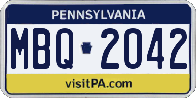 PA license plate MBQ2042