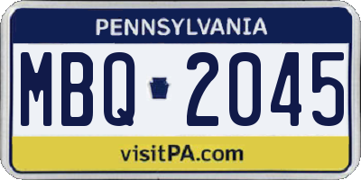 PA license plate MBQ2045