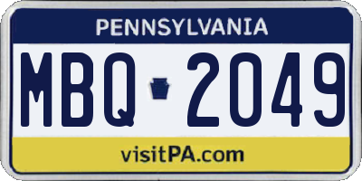 PA license plate MBQ2049