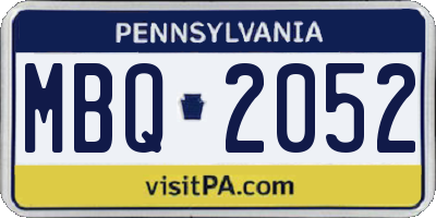 PA license plate MBQ2052