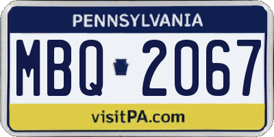 PA license plate MBQ2067