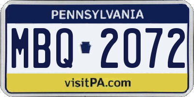 PA license plate MBQ2072