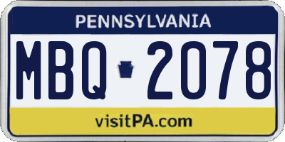 PA license plate MBQ2078