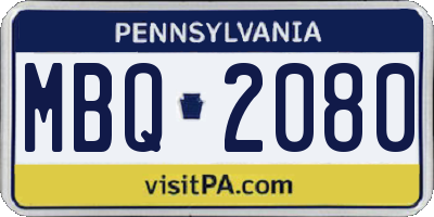 PA license plate MBQ2080