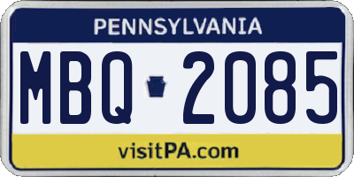 PA license plate MBQ2085