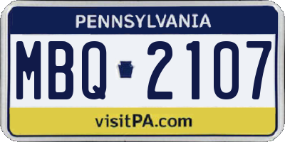 PA license plate MBQ2107