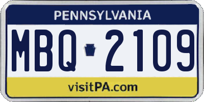 PA license plate MBQ2109