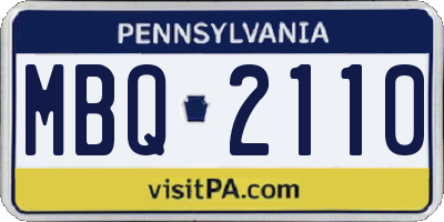 PA license plate MBQ2110
