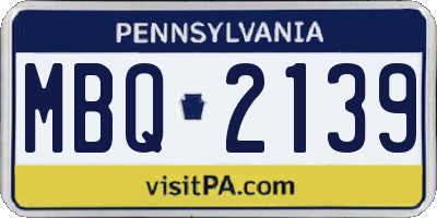 PA license plate MBQ2139