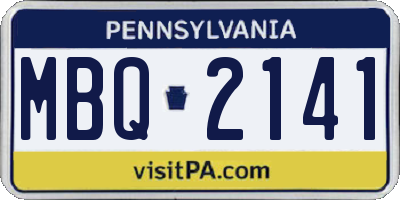 PA license plate MBQ2141