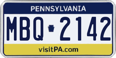 PA license plate MBQ2142